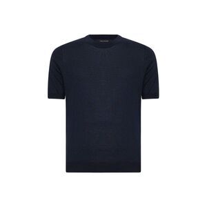 Tagliatore Men Blue Silk Knit Crewneck T-Shirt<Br/>
